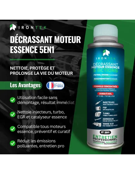 IT291 - DÉCRASSANT MOTEUR ESSENCE 5 ACTIONS
