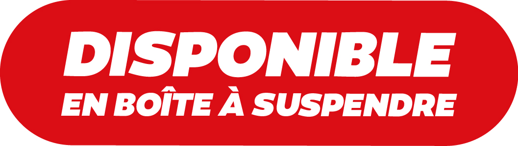 Disponible en boite à suspendre.